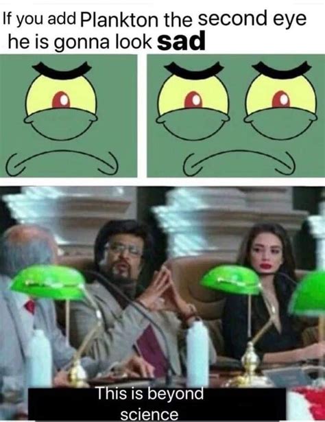 Plankton: From angry to sad : r/memes