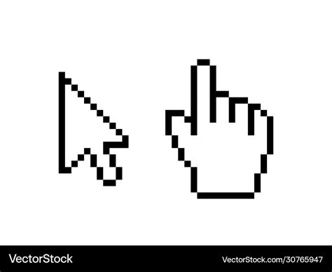 Hand cursor mouse icon cursor pixel pointer arrow Vector Image