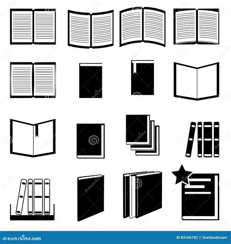 Book Black and White Flat Icons Set Stock Vector - Illustration of ...