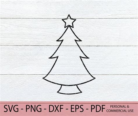 Christmas Tree Outline SVG Christmas Tree Svg Hand Drawn | Etsy