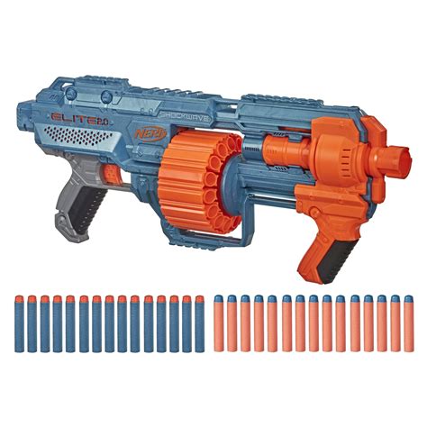 Nerf Elite 2.0 Shockwave RD-15 Dart Blaster, 30 Nerf Elite Darts, 15 ...