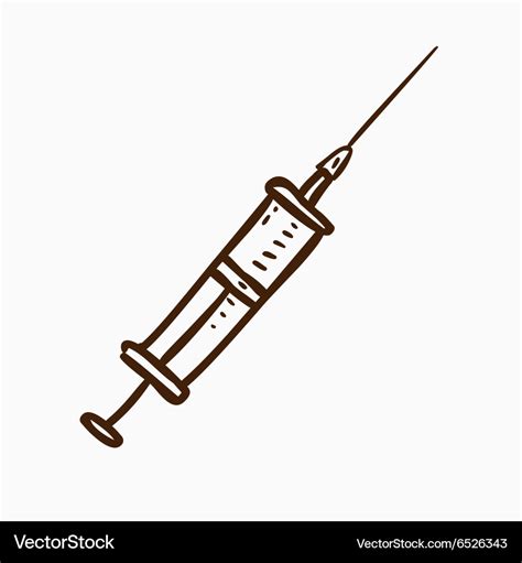 Hand drawn syringe Royalty Free Vector Image - VectorStock