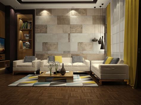 Modern Living Room Wall Tiles - rishabhkarnik