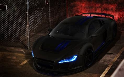 Download wallpapers Audi R8, supercars, angel lghts, matte black r8 ...