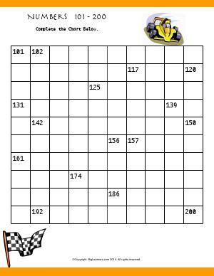 Missing Numbers Worksheet 100-200 – Kidsworksheetfun