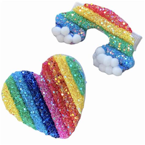 Glittery Rainbow Hair Clips NEW and FUN- Bows Etc.