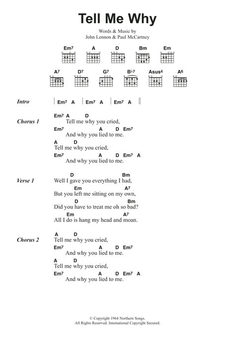 Tell Me Why by The Beatles - Guitar Chords/Lyrics - Guitar Instructor