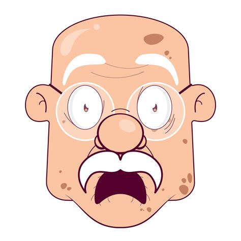 oldman bald surprised face cartoon cute 16587428 PNG