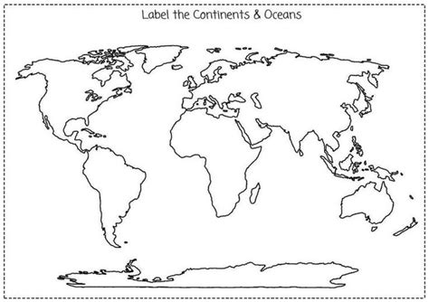 Blank Map Of The World Continents And Oceans - Angela Maureene