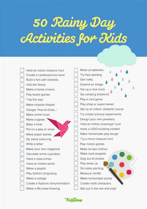 50 Fun Rainy Day Activities For Kids – FREE Checklist