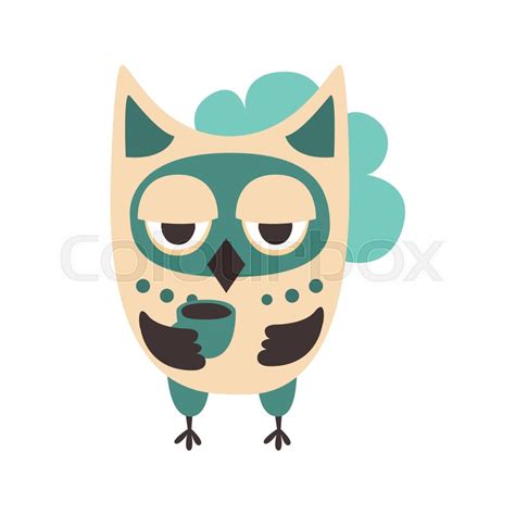 Sad cartoon owl bird colorful ... | Stock vector | Colourbox