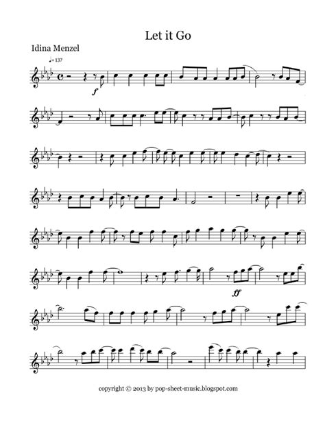 Free Pop Sheet Music: Let it Go - Idina Menzel (Flute)