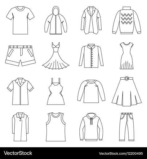 Different clothes icons set outline style Vector Image