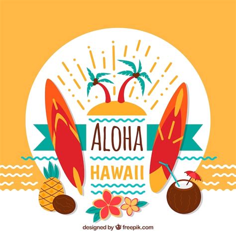 Free Vector | Aloha decorative background and surfboards