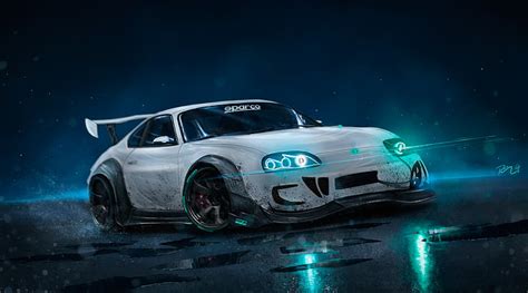 HD wallpaper: 4K, Drift, Neon lights, Toyota Supra, Custom, mode of ...