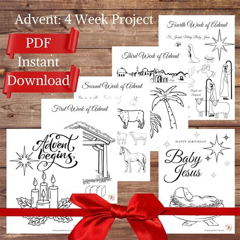 Advent 4 Week Project: 6 Coloring Pages PDF Digital File - Etsy