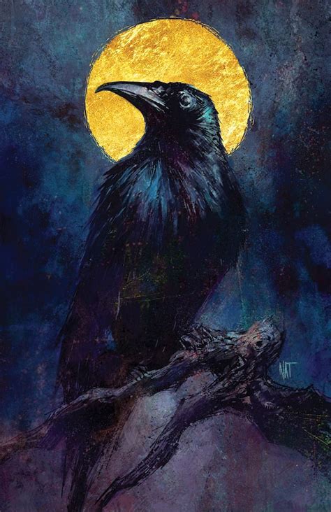 Raven Art Print Nat Jones 6 by 9 inch crow black bird | Etsy