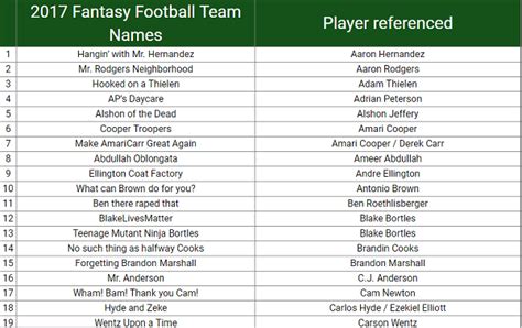 Funniest Fantasy Football Team Names Ever!