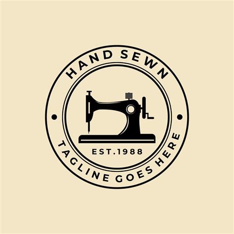 sewing machine badge logo illustration design 9165436 Vector Art at ...