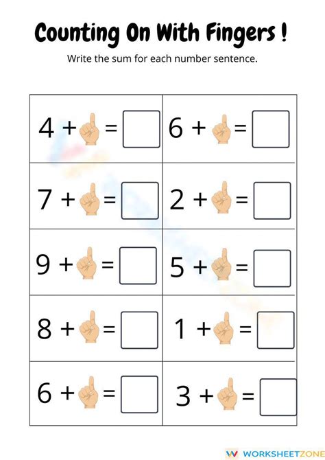 Counting With Fingers Worksheet