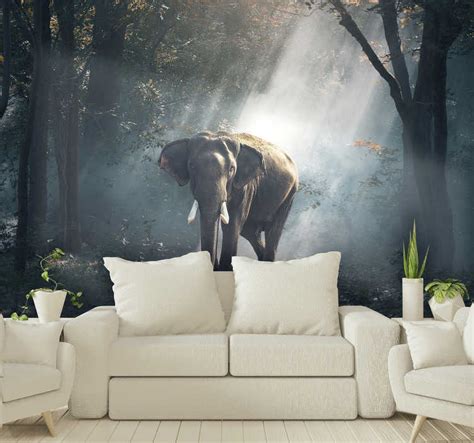 Elephant in forest mural wallpaper - TenStickers