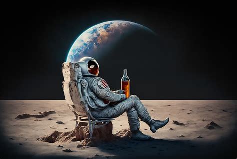 HD wallpaper: AI art, astronaut, spacesuit, Moon, beer, Chill Out ...