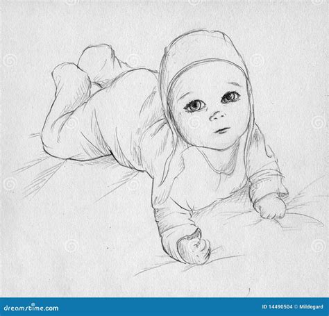 Baby - hand drawn sketch stock illustration. Image of eyes - 14490504