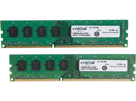 Crucial 4GB (2 x 2GB) Unbuffered DDR3 1333 (PC3 10600) Memory Model ...