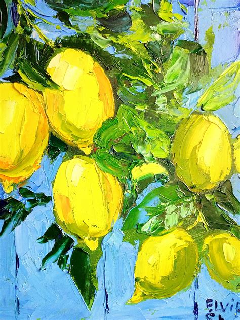 Lemon tree painting Fruit Original art Citron painting Lemon | Etsy