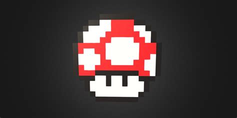 Mario mushroom pixelart 3D model - TurboSquid 1325534