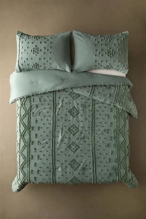 Olive Green Tufted Comforter Cover Set 100% Cotton Bedding - Etsy