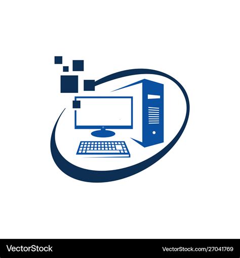 Computer desktop pc logo design icon Royalty Free Vector