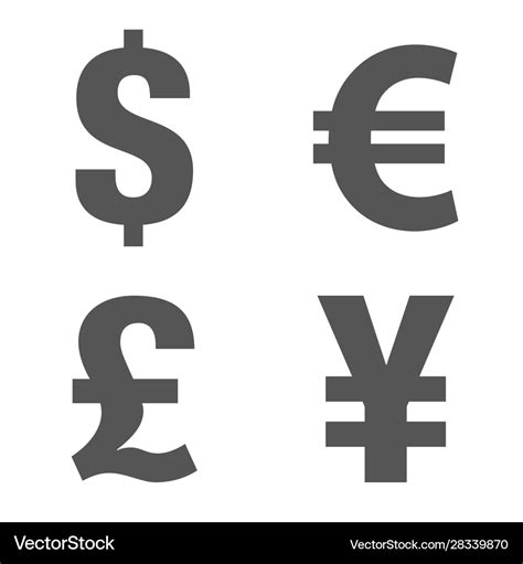 Currency icon set money sign euro dollar yen Vector Image