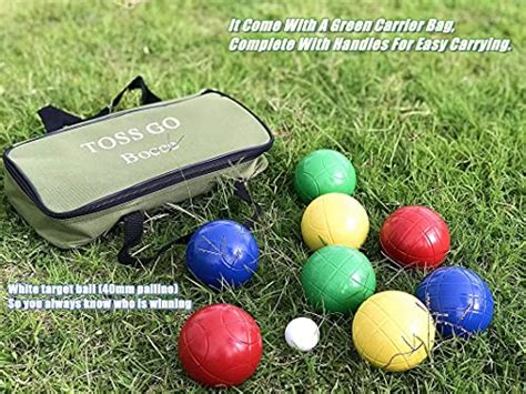 90mm Bocce Set with Carry Bag, Batchi Ball Set Includes 8 All Weather ...