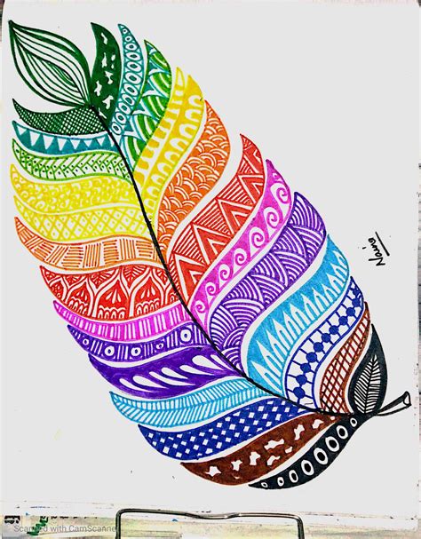 Leaf doodle art colourful leaf art sketch pen art – Artofit