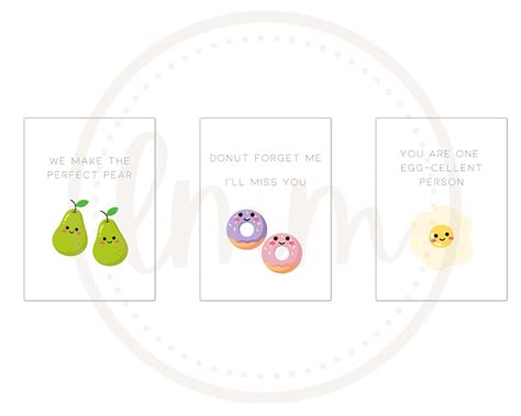 Cute Food Puns Greeting Card Bundle Digital Downloads Printable ...