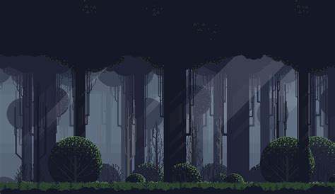 Forest Background Pixel Art Nightly theme and best drawn with outlines ...