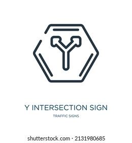 Y Intersection Sign Thin Line Icon Stock Vector (Royalty Free ...