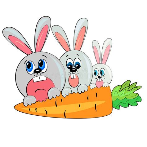 Bunny Family Eating Carrot. Pet Stock Vector - Illustration of rabbit ...