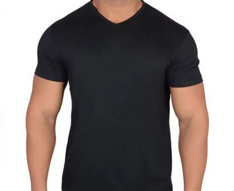 Round Men Black V Neck Tshirt premium quality, Plain, Quantity Per Pack ...