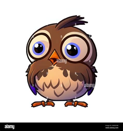 a cartoon owl with big eyes and a sad look on its face Stock Photo - Alamy