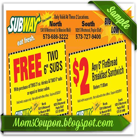 More ways to get coupons for Subway | Free Printable Coupons 2015