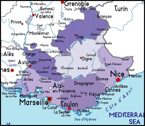 Detailed Map of Provence-Cote-d'Azur, France