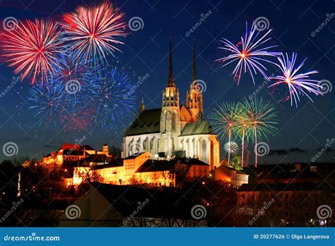 Fireworks over Brno stock photo. Image of festival, city - 20277626