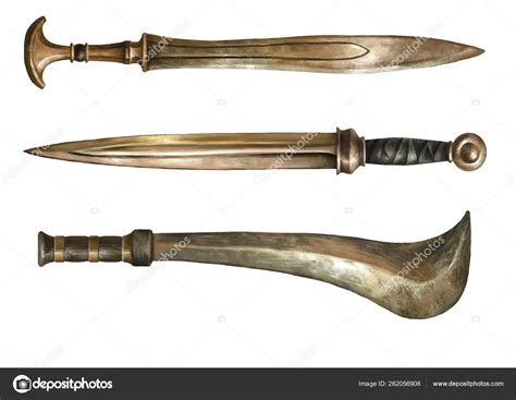 Collection Realistic Ancient Weapon Greek Roman Swords — Stock Photo ...