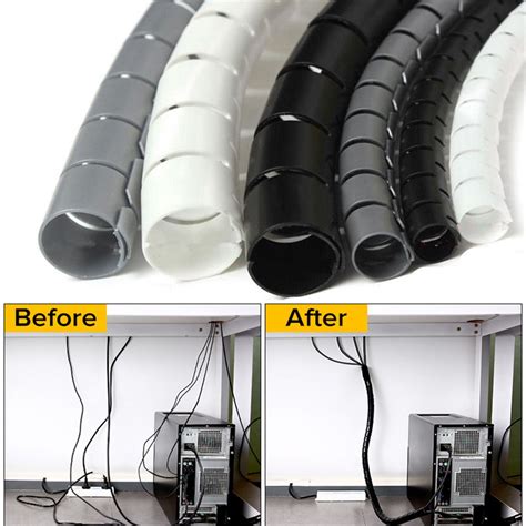 Flexible Spiral Cable Organizer Storage Pipe Cord Protector Management ...