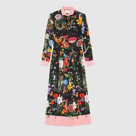 Gucci Flora Snake Print Silk Dress in Multicolor | Lyst