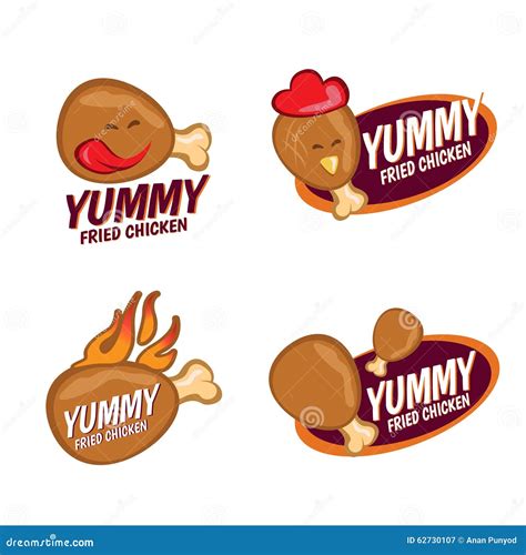 Yummy Fried Chicken Logo Vector Set Design Stock Vector - Illustration ...