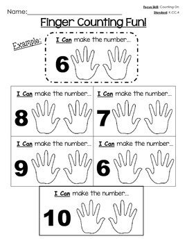 Finger Counting Worksheet by Katie Mueller | Teachers Pay Teachers