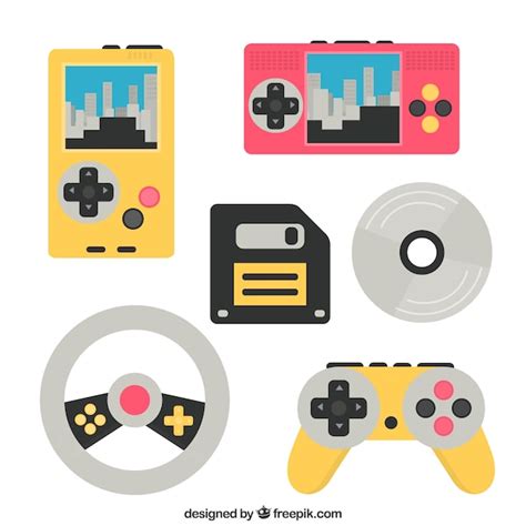 Various accessories and video game consoles in flat design | Free Vector